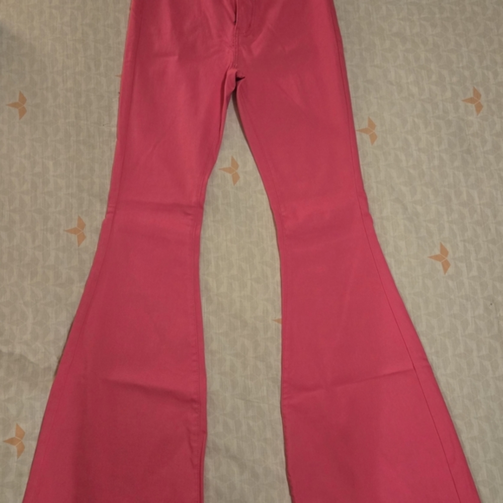 Vibrant Pink Flared Jeans